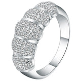 Pavé CZ Ribbed Segment Dome Ring