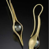 Gold Pea Pod Pearl-Look Drop Earrings
