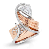 Trillion CZ Wrap Ring Rose and Silver