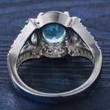Aqua Oval CZ Three-Stone Pave Ring