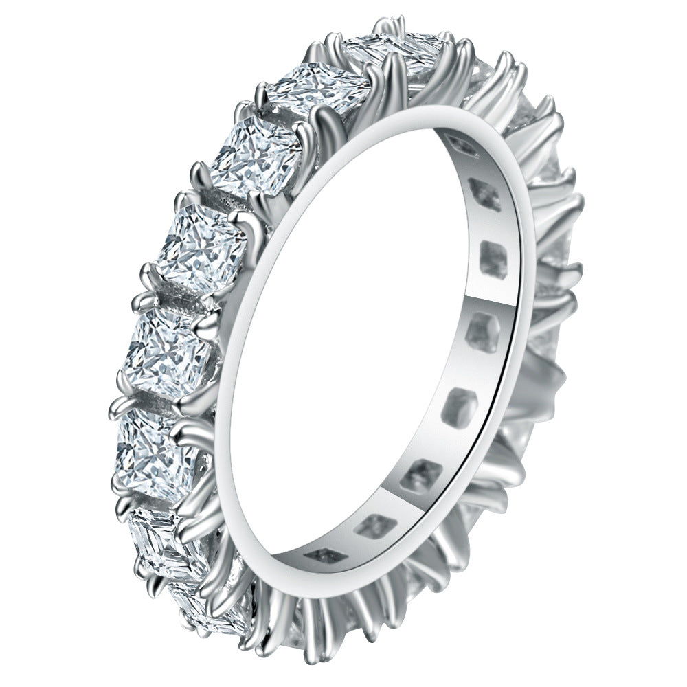 Square CZ Claw-Set Eternity Band Ring