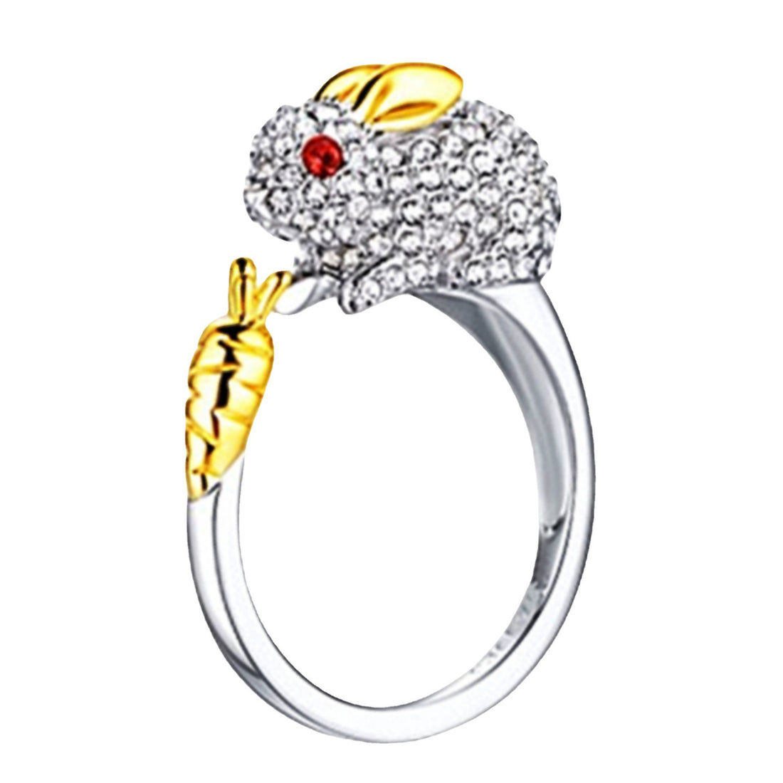 Pave CZ Bunny Carrot Open Ring