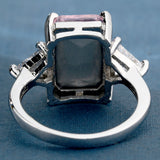 Pink Cushion CZ Trillion Side Stone Ring