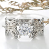 Round CZ Butterfly Openwork Ring