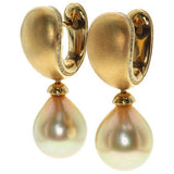 Golden Pearl-Look Drop Huggie Earrings