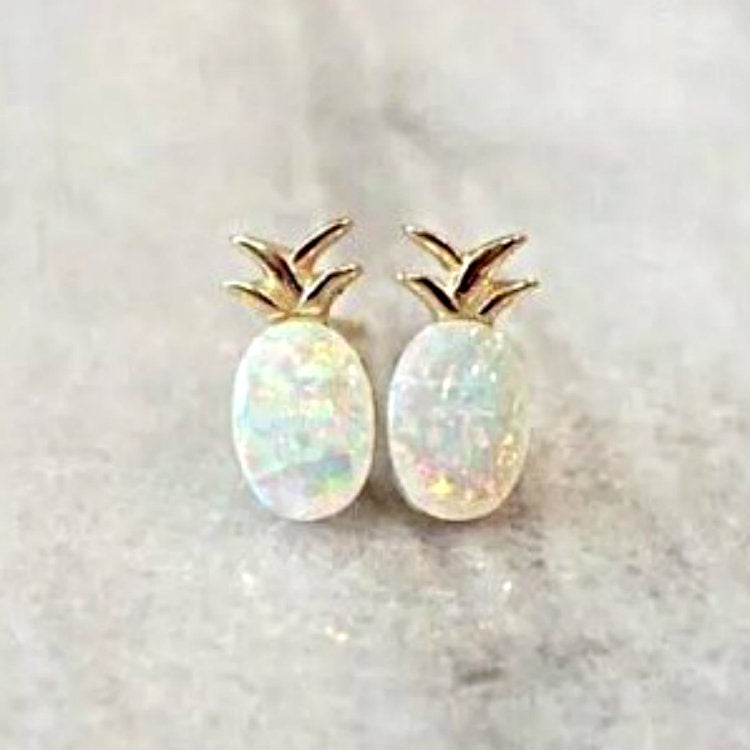 Opal-Look Pineapple Stud Earrings