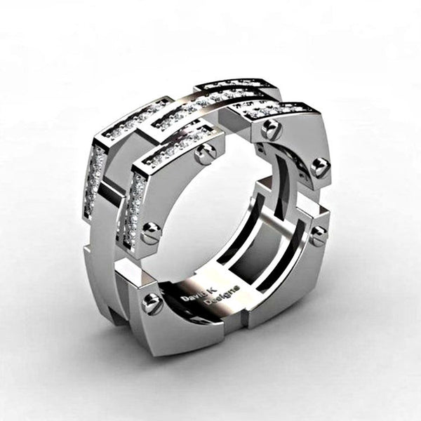 Square Interlock Pave CZ Men's Band