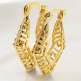 Greek Key Square Openwork Hoop Earrings