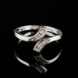 Pave CZ Dainty Bypass Open Ring