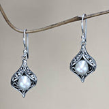 Pearl-Look Filigree Teardrop Dangle Earrings