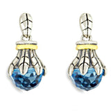 Blue Faceted CZ Leaf Claw Drop Earrings