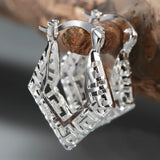 Greek Key Square Openwork Hoop Earrings