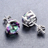 Rainbow Mystic Round CZ Stud Earrings