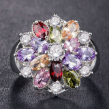 Flower Cluster Multicolor CZ Cocktail Ring