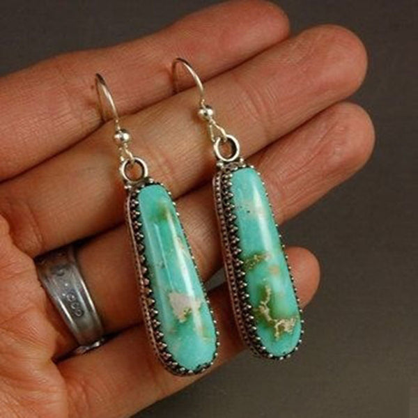 Turquoise-Look Long Bar Drop Earrings
