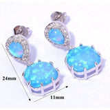 Opal-Look Teardrop and Square Drop Earrings