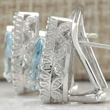 Aqua Teardrop Halo Earrings