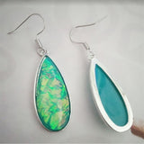 Green Opal-Look Teardrop Drop Earrings