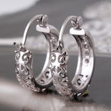 Channel CZ Openwork Huggie Hoop Earrings