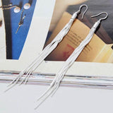 Silver-Tone Snake Chain Threader Tassel Earrings