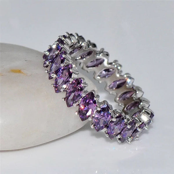 Purple Marquise CZ Eternity Band Ring