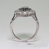 Art Deco Sapphire-Blue Marquise Halo Ring