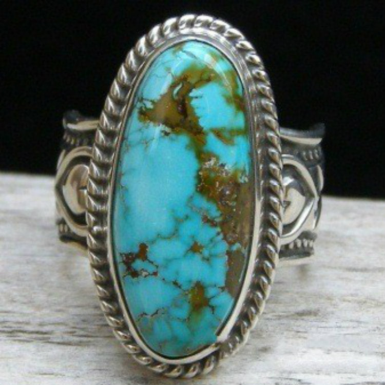Turquoise-Look Oval Western Ring