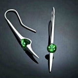 Emerald-Green CZ Spike Hook Earrings