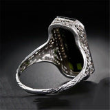 Emerald-Green Elongated Baguette Filigree Ring