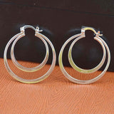 Double Ring Silver-Tone Hoop Earrings
