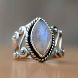 Moonstone-Look Marquise Filigree Scroll Ring
