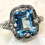 Vintage Filigree Emerald-Cut Ring