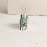 Turquoise-Look Oval Saddle Shield Ring