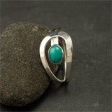 Turquoise-Look Dot Open Swirl Ring