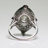 Art Deco Navette Emerald-Look Ring