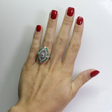 Art Deco Navette Emerald-Look Ring