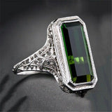 Emerald-Green Elongated Baguette Filigree Ring