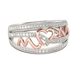 Mom Heart CZ Pave Two-Tone Ring