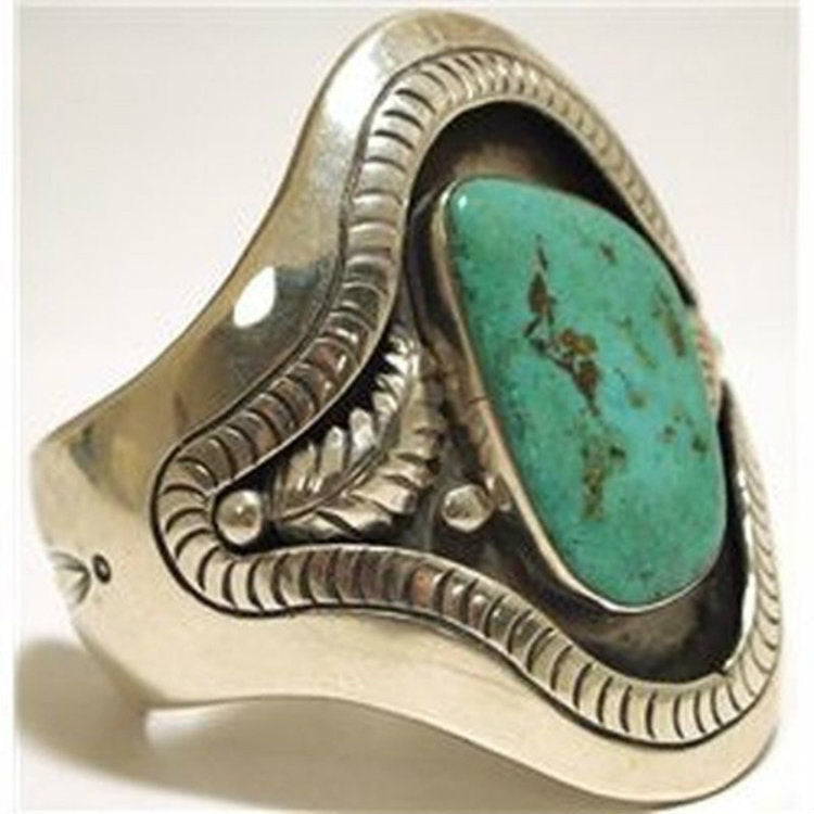 Turquoise-Look Freeform Western Wide Ring