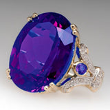 London-Blue Oval CZ Two-Tone Cocktail Ring