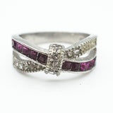 Purple Baguette CZ Crossover Bow Ring