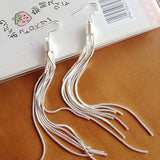 Long Silver-Tone Chain Tassel Earrings