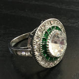 Yellow Round CZ Green Halo Target Ring