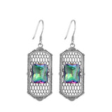 Rainbow CZ Honeycomb Lantern Drop Earrings