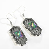 Rainbow CZ Honeycomb Lantern Drop Earrings