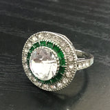 Yellow Round CZ Green Halo Target Ring