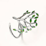 Green Enamel Leaf Branch Wrap Ring