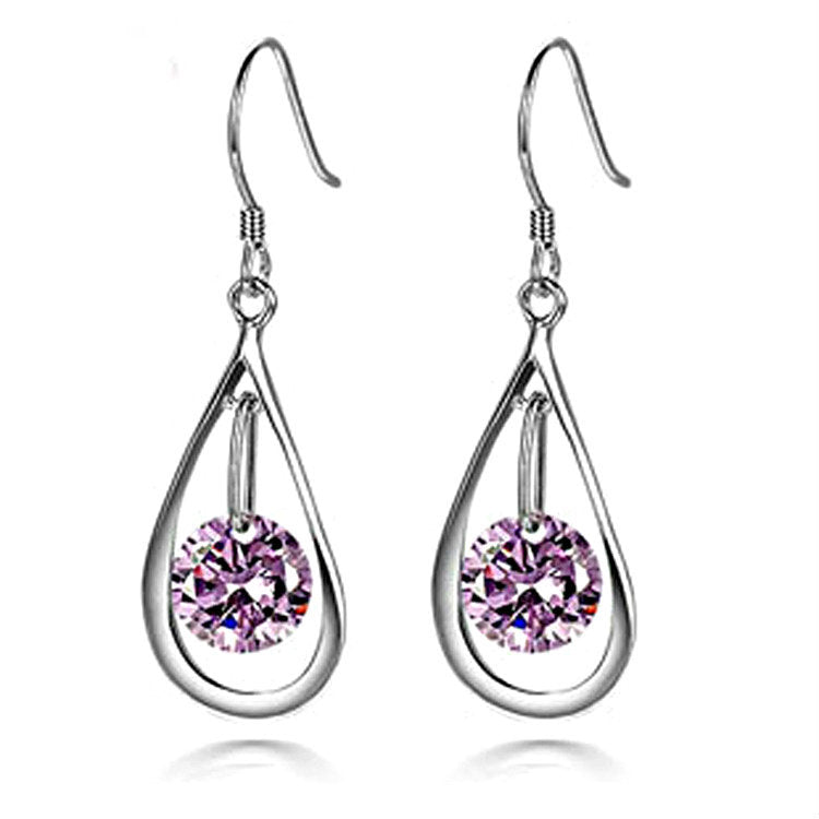 Pink Round CZ Open Teardrop Earrings