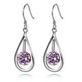 Pink Round CZ Open Teardrop Earrings