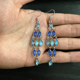 Blue Marquise CZ Cascade Drop Earrings